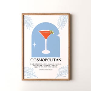 Impresión de cóctel, póster vertical Cosmopolitan enmarcado o sin marco