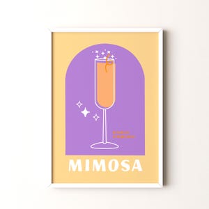 Impresión de cóctel, póster vertical enmarcado o sin marco de mimosa