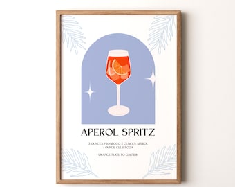 Cocktail Print, Aperol Spritz  Framed or Unframed Vertical Poster