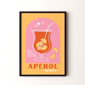 Impresión de cóctel, póster vertical enmarcado o sin marco de Aperol Spritz