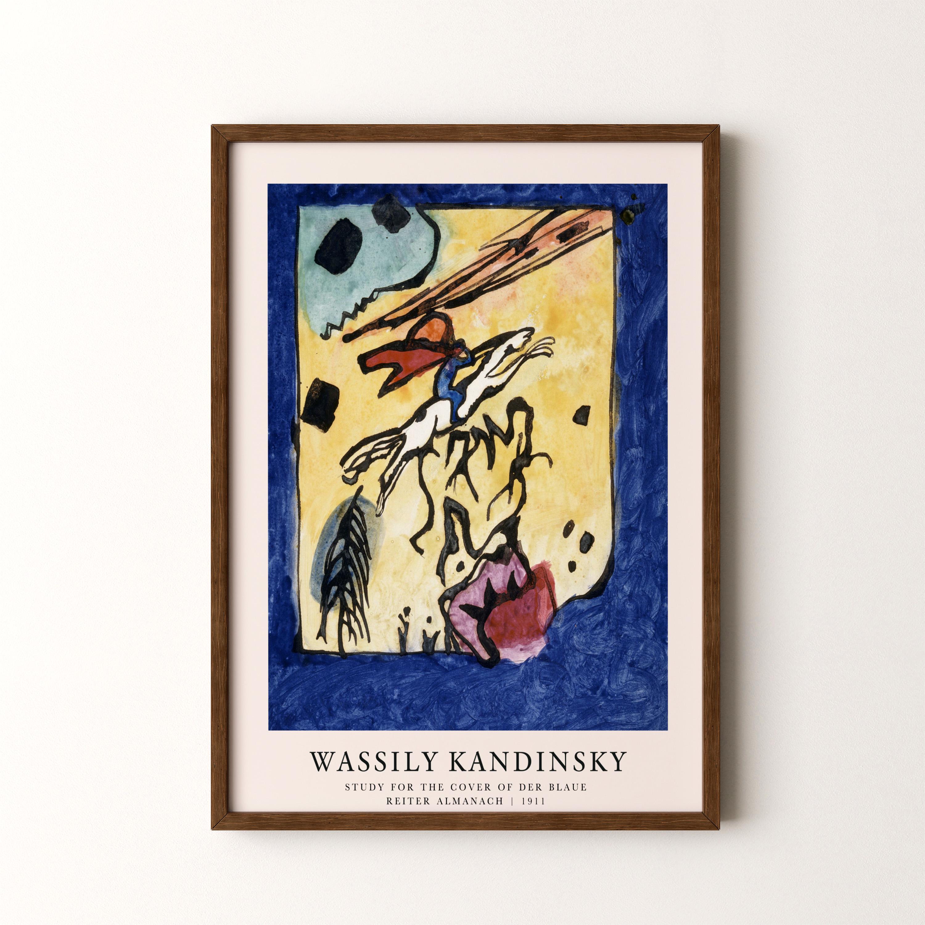 Kandinsky 'der Blaue Reiter' Abstract Art Print: Framed Vertical