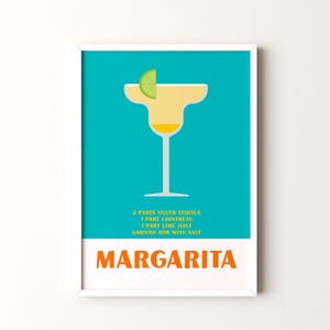 Impresión de cóctel, póster vertical enmarcado o sin marco de margarita