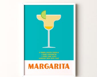 Impression cocktail, Margarita, poster vertical encadré ou non