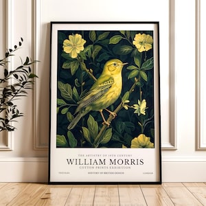 William Morris Print, Bird Pattern Framed or Unframed Vertical Poster