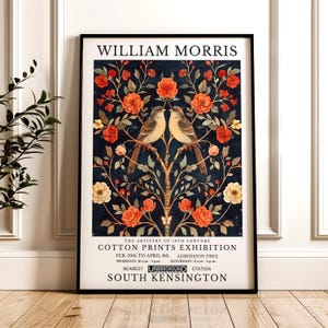 Póster vertical con o sin marco, estampado de pájaro de William Morris