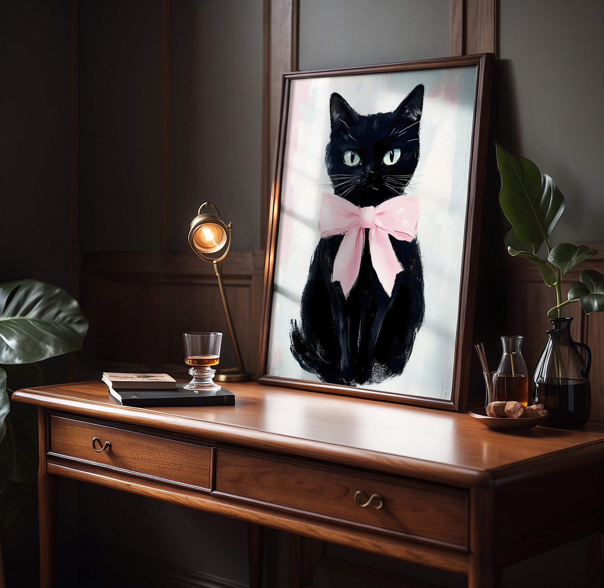 Avalaya - Broche Con Diseño De Gato Con Lazo Rosa Y Cristales De