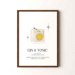 Impresión de cóctel, póster vertical enmarcado o sin marco de gin-tonic