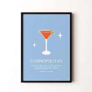Impresión de cóctel, póster vertical Cosmopolitan enmarcado o sin marco