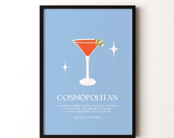 Stampa Cocktail, Poster Verticale Cosmopolitan con o senza cornice