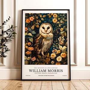 William Morris Print, Owl Pattern Framed or Unframed Vertical Poster