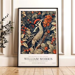 William Morris Print, Bird Pattern Framed or Unframed Vertical Poster