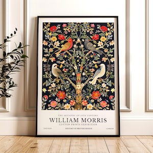 William Morris Print, Bird Pattern Framed or Unframed Vertical Poster