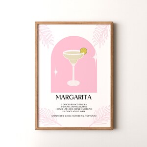 Impresión de cóctel, póster vertical enmarcado o sin marco de margarita