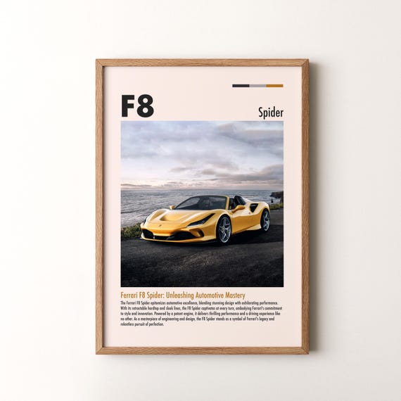 Ferrari F8 Spider Car Print, Framed or Unframed Vertical Poster - Etsy