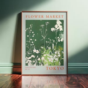 Tokyo Flower Market – vintage print met wilde bloemen – verticale poster met of zonder lijst