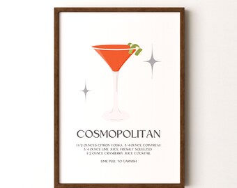 Stampa Cocktail, Poster Verticale Cosmopolitan con o senza cornice
