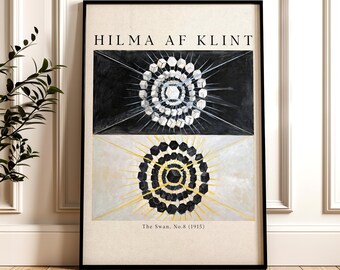 Hilma af Klint  Print, Abstract Swan Framed or Unframed Vertical Poster
