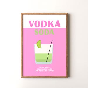 Impresión de cóctel de vodka con soda, póster vertical de vodka con soda enmarcado o sin marco