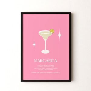 Impresión de cóctel, póster vertical enmarcado o sin marco de margarita