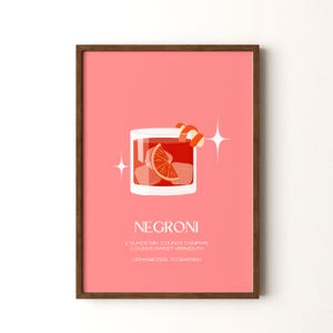 Impresión de cóctel, póster vertical enmarcado o sin marco de Negroni