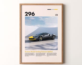 Ferrari 296 GTB Car Print, Framed or Unframed Vertical Poster - Etsy