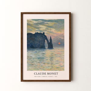 Stampa di Claude Monet, La scogliera, Etretat, Tramonto, poster verticale con o senza cornice