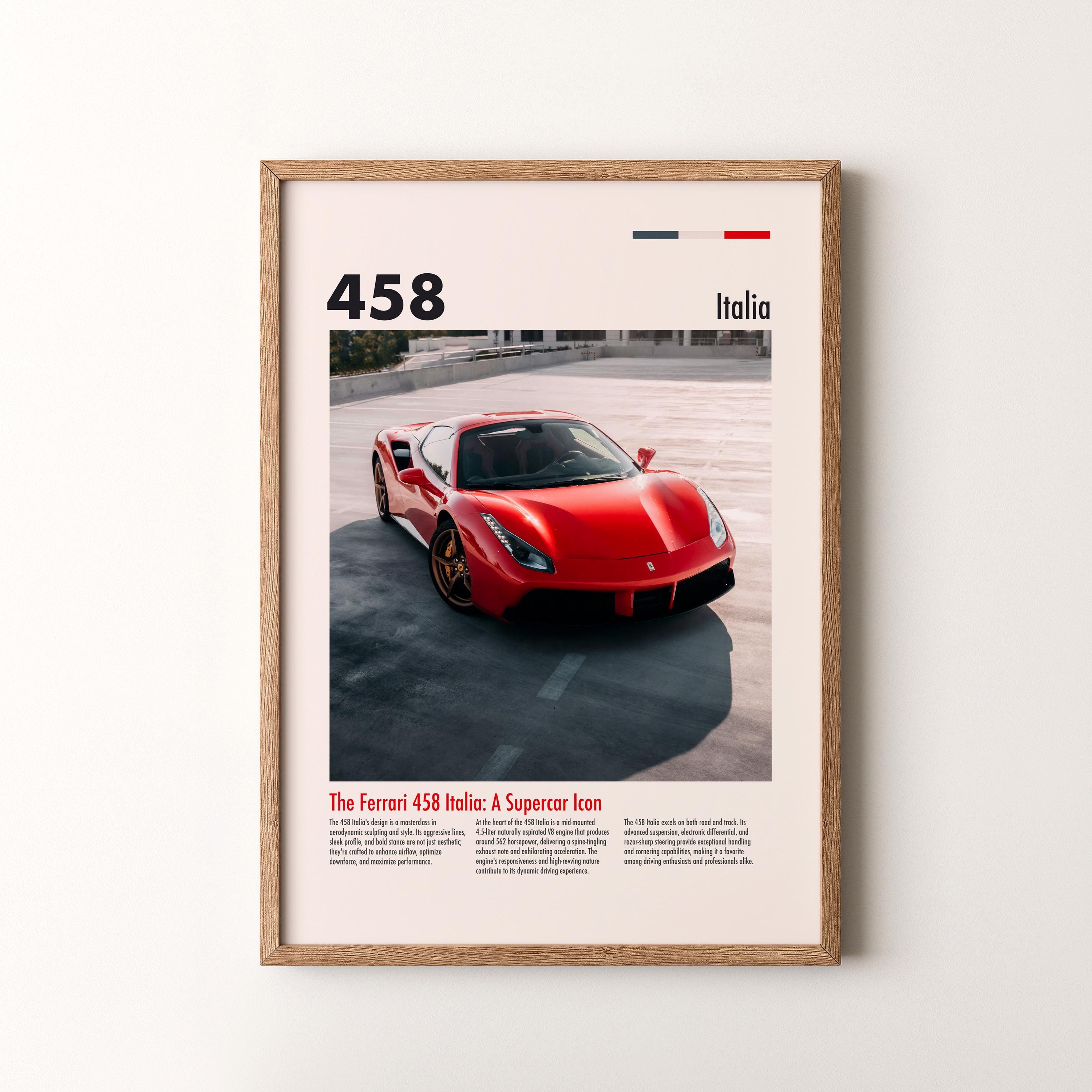 Ferrari 458 Car Print, Framed or Unframed Vertical Poster - Etsy