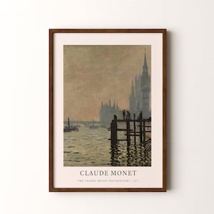 Claude Monet  Print, The Thames Below Westminster Framed or Unframed Vertical Poster