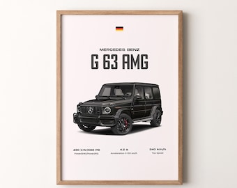 Mercedes - Benz G63 AMG Car Print, Framed or Unframed Vertical Poster