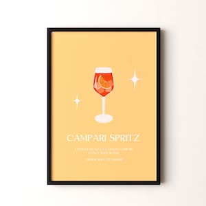Impresión de cóctel, póster vertical enmarcado o sin marco de Campari Spritz