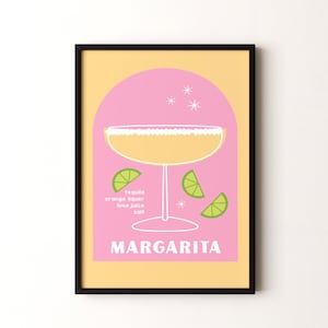 Impresión de cóctel, póster vertical enmarcado o sin marco de margarita