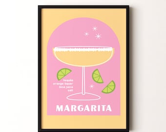 Impression cocktail, Margarita, poster vertical encadré ou non