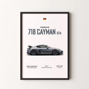 Porsche 718 Cayman GT4 RS Car Print, Framed or Unframed Vertical Poster