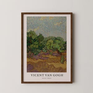 ヴィンセント・ヴァン・ゴッホの版画「オリーブの木」額入りまたは額なし縦型ポスター