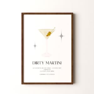 Impresión de cóctel, póster vertical de Dirty Martini enmarcado o sin marco