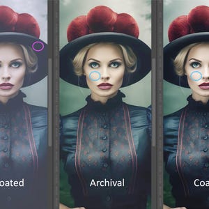 a series of three pictures of a woman wearing a hat