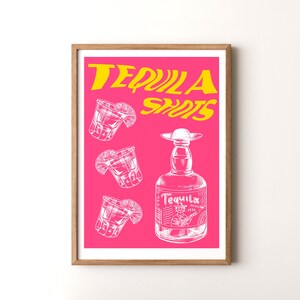 Impresión de tragos de tequila, póster vertical de tequila enmarcado o sin marco