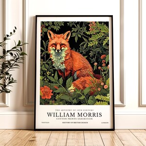 William Morris Print, Fox Pattern Framed or Unframed Vertical Poster