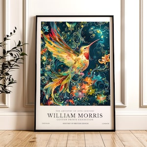 William Morris Print, Bird Pattern Framed or Unframed Vertical Poster