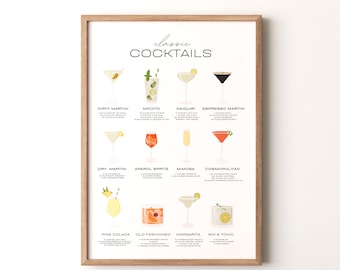 Cocktail-Druck, klassisches gerahmtes oder ungerahmtes vertikales Poster
