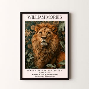 Póster vertical con o sin marco, estampado de león de William Morris