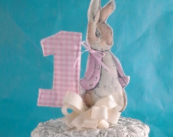 Shabby Chic Peter Rabbit cake topper fabric Peter Rabbit birthday party decoration L244