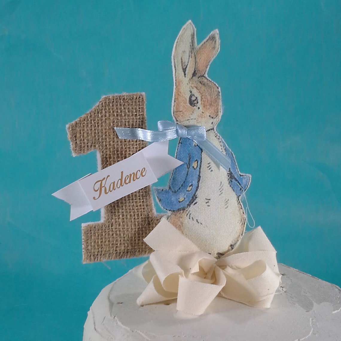Shabby Chic Peter Rabbit cake topper fabric Peter Rabbit Etsy
