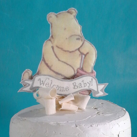 Classic Pooh Bear Cake Topper Fabric Winnie The Pooh Baby Etsy