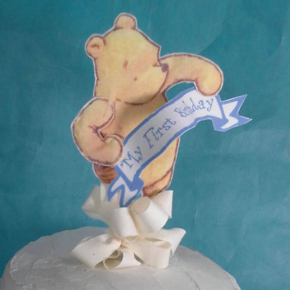 Classic Pooh Bear Cake Topper Fabric Winnie The Pooh Birthday Etsy