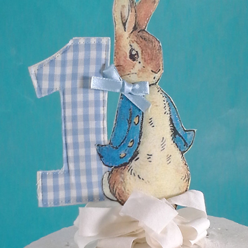Shabby Chic Peter Rabbit cake topper fabric Peter Rabbit First birthday