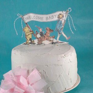 Classic Pooh bear cake topper, fabric Winnie the Pooh baby shower cake, D171