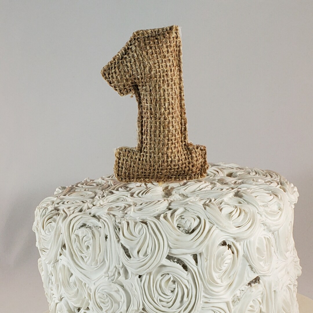 Burlap Number 1 Cake Topper, First Birthday Decoration - Etsy