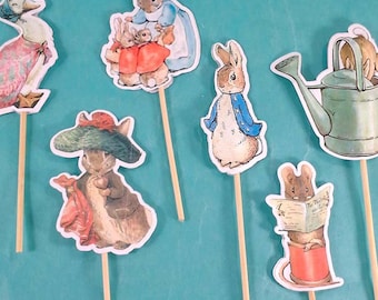 Peter Rabbit Cupcake Toppers, Birthday Party Decorations