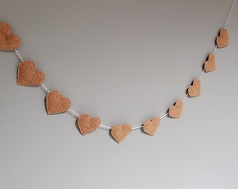 Heart banner, burlap valentine bunting, burlap, valentine heart fabric bunting A098